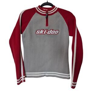 BRP Ski-Doo Red Cable Knit Quarter Zip Small
